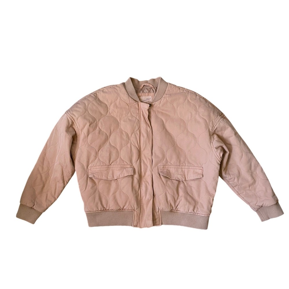 Quilted Bomber Jacket XXL Tan Oversized Boho Heritage Minimalist Gorpcore 1970s